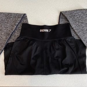 Gymshark Two Tone Seamless Leggings, Black/Black Marl XS